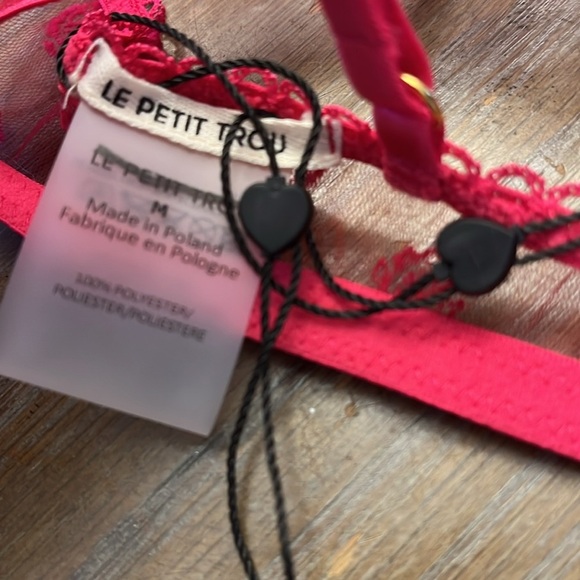 LE Petit TROU Sheer Red Floral Bralette M New - Picture 6 of 6